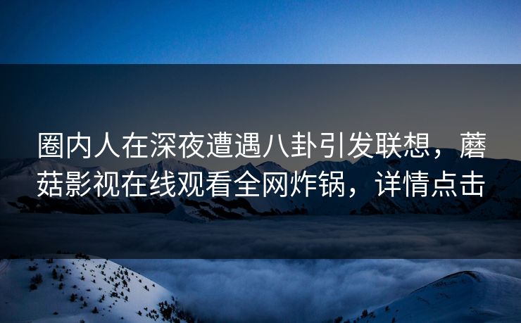 圈内人在深夜遭遇八卦引发联想，蘑菇影视在线观看全网炸锅，详情点击