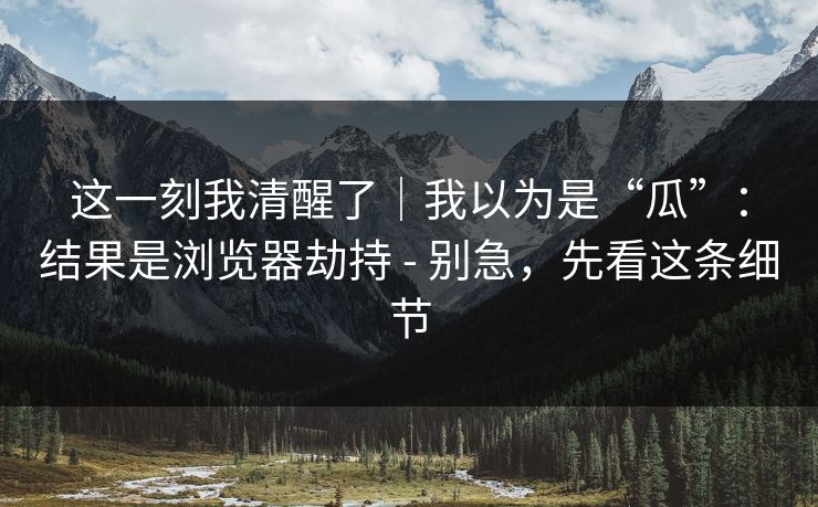 这一刻我清醒了｜我以为是“瓜”：结果是浏览器劫持 - 别急，先看这条细节
